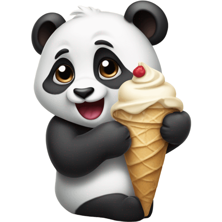 Panda eating ice cream emoji