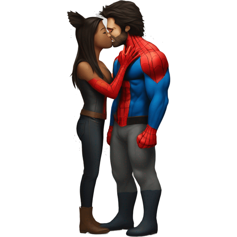 Wolverine kissing spiderman  emoji