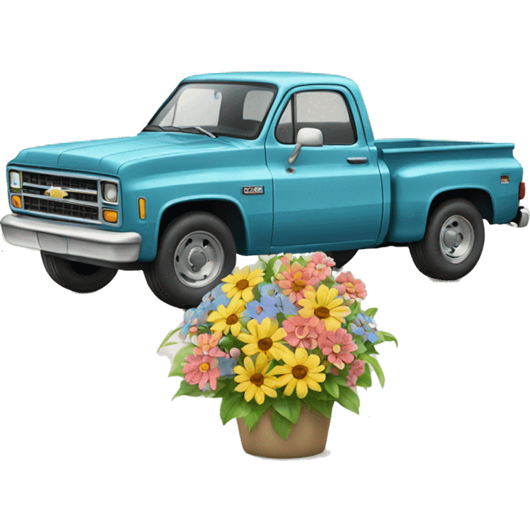 Chevy truck with flowers emoji