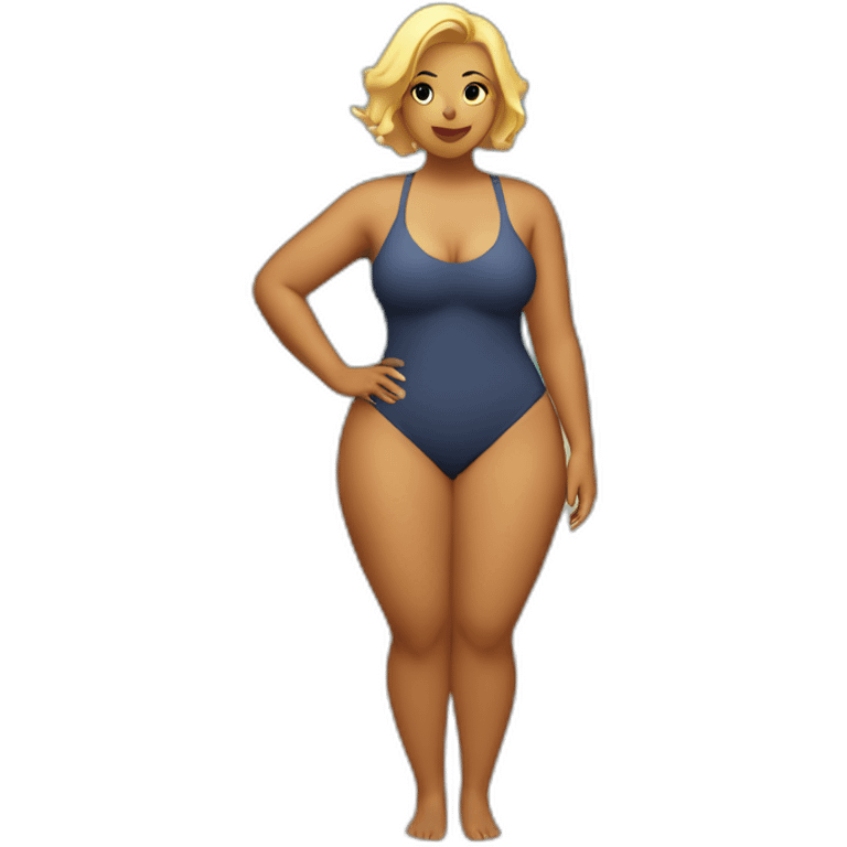 Slim-Thicc woman swimsuit posing full body (blonde, perfect body, hourglass figure) emoji