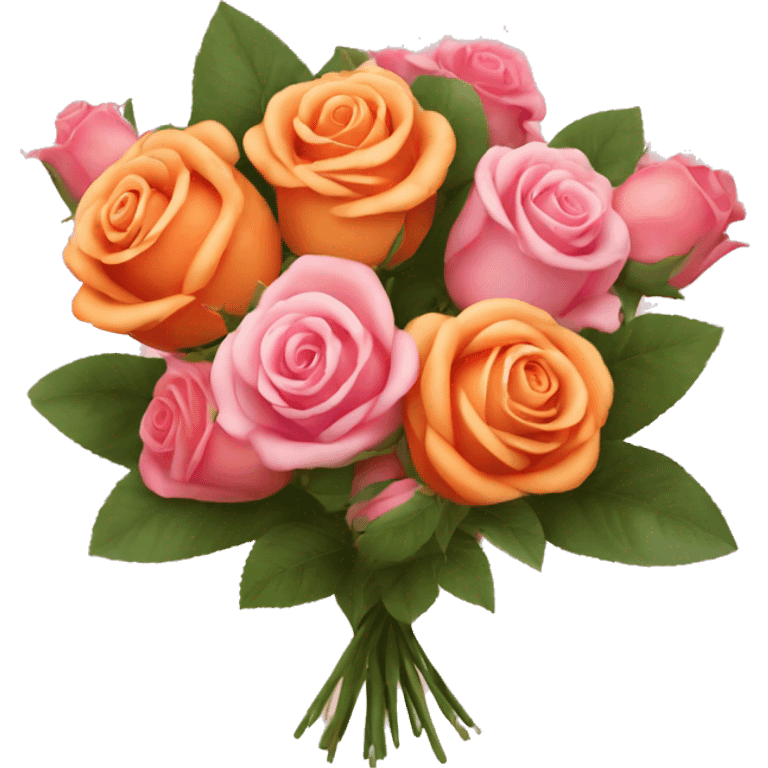 Orange and pink rose bouquet emoji