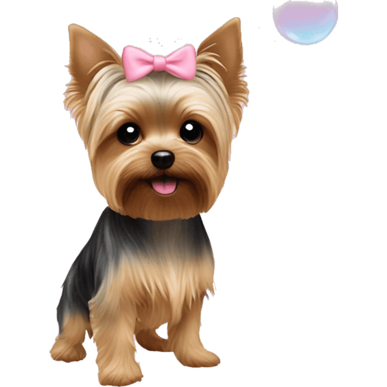 Yorkie pastel pink soap bubbles  emoji