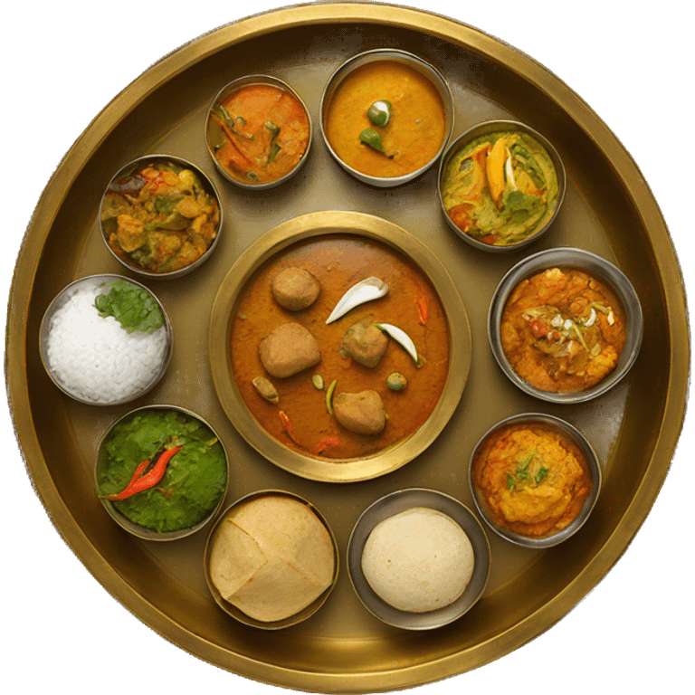 Indian meal in brass thali emoji