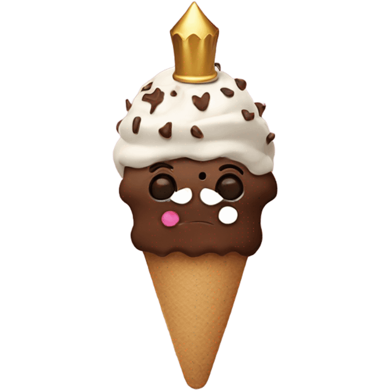 Chocolate icecream with hands and nails and crown emoji