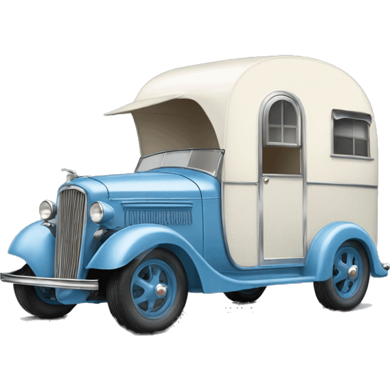 hot rod caravan,1935 pulling trailer,pearl blue  emoji