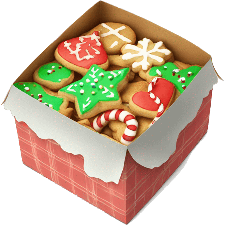 Box of Christmas cookies with colorful frosting  emoji