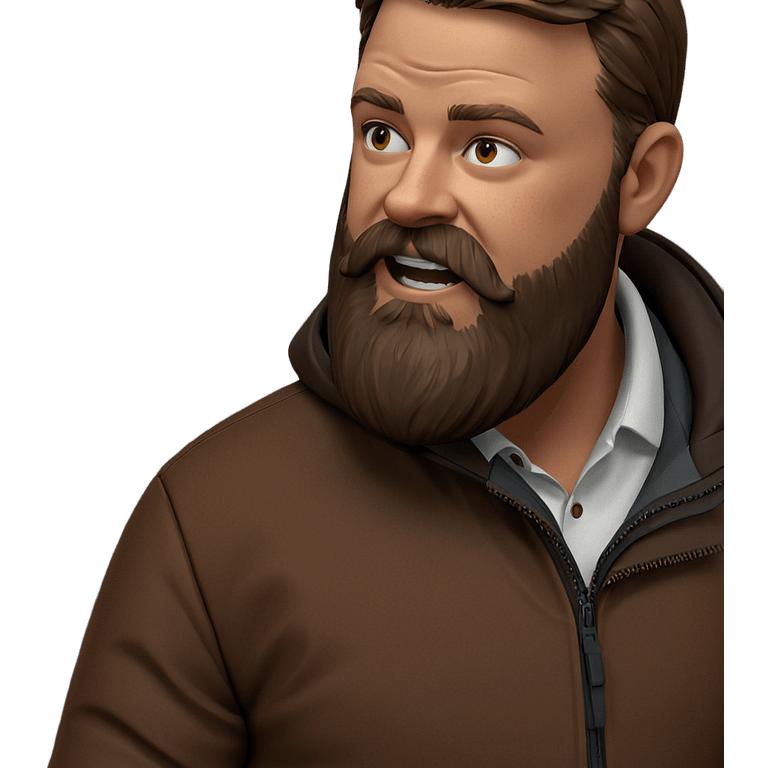 bearded man in brown jacket emoji