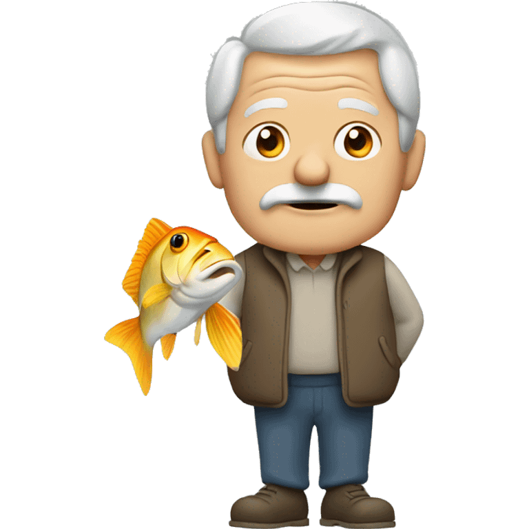 Old man with fish emoji