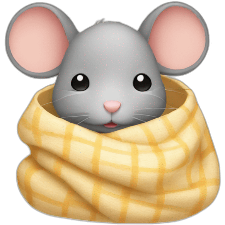 very sleepy mouse in blanket emoji