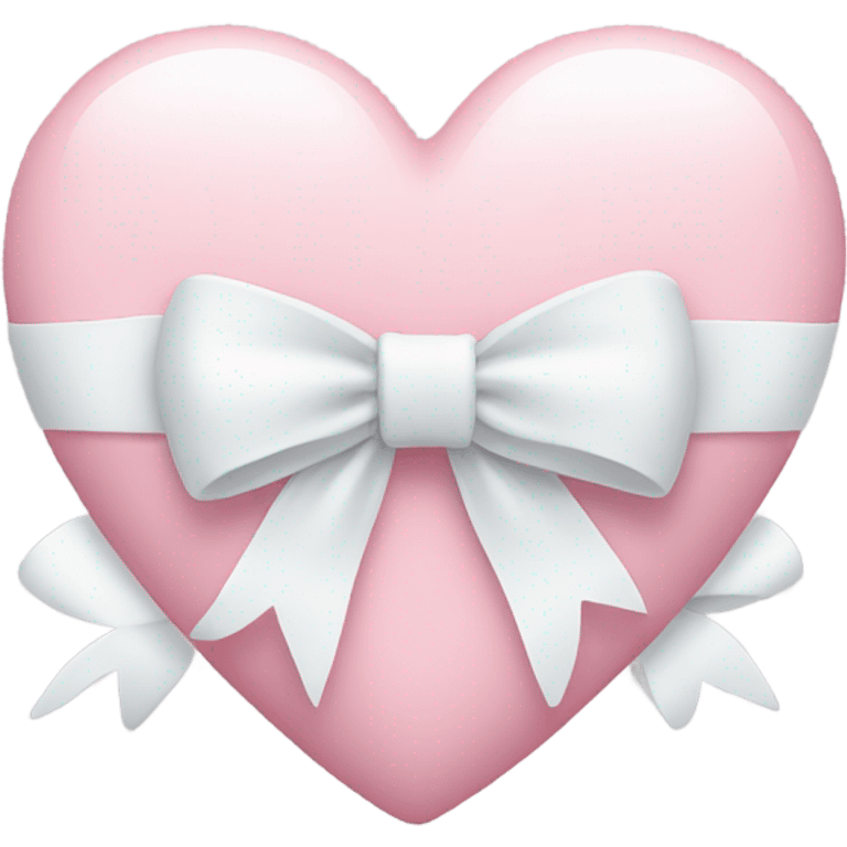 Pastel pink heart with white bow emoji