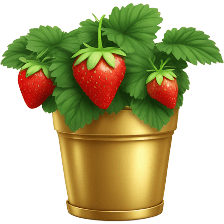 Strawberry plant in gold planter emoji