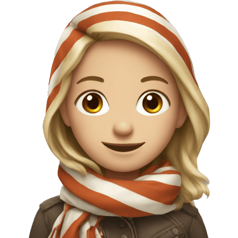 smiling girl with striped scarf emoji