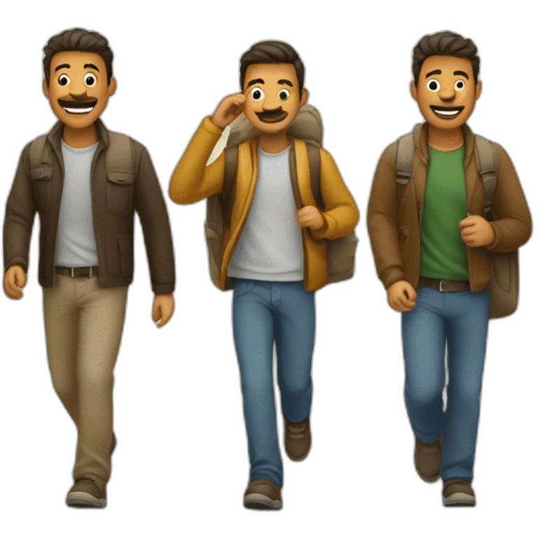 Senderistas hombres caminando por un camino emoji