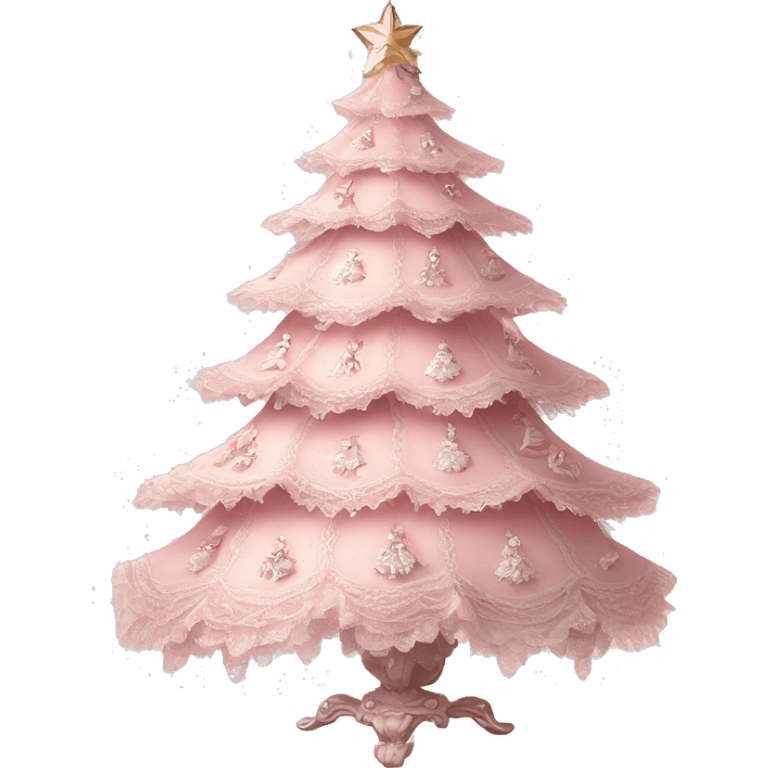 vintage rococo light pink christmas tree with lace and frills emoji