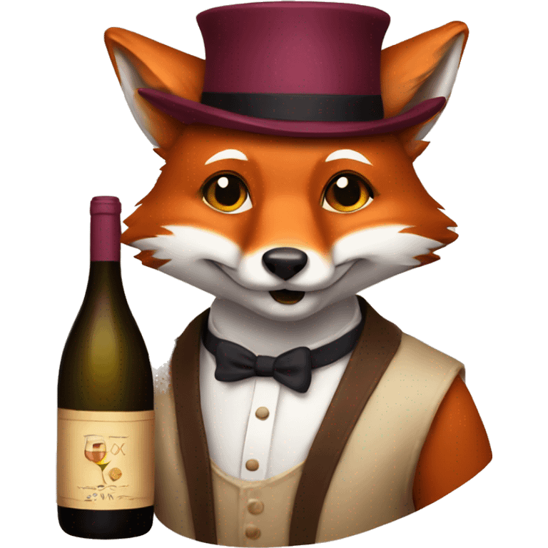 Fox with wine emoji