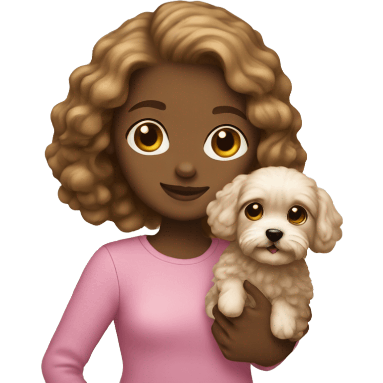 Girl holding maltipoo  emoji