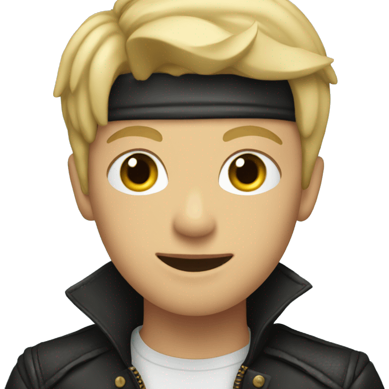 Blonde boy in leather jacket on boat emoji