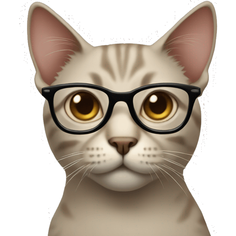 Cat with glasses and big brown eyes emoji