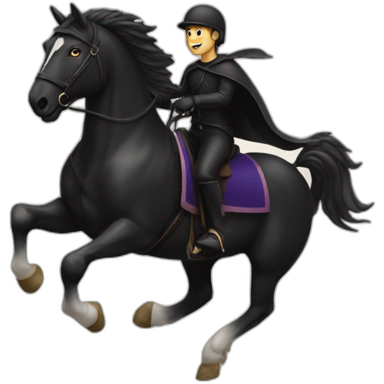 Smigle riding a black horse emoji