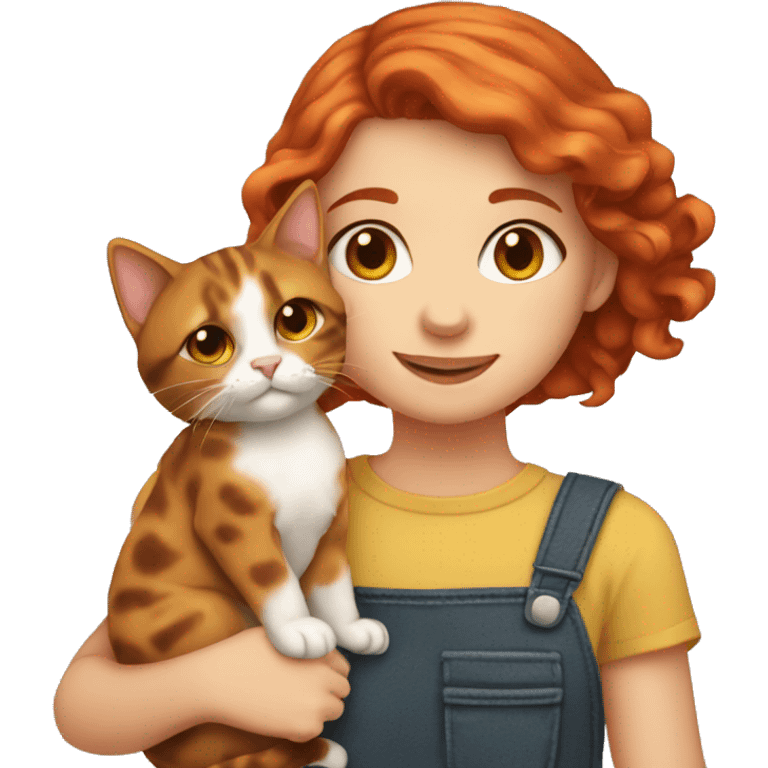 Red haired girl holding 1 torti cat emoji