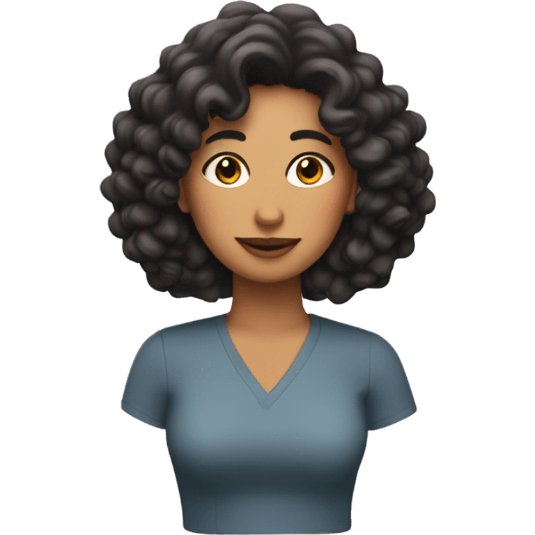 Mujer con pelo rizado morena emoji