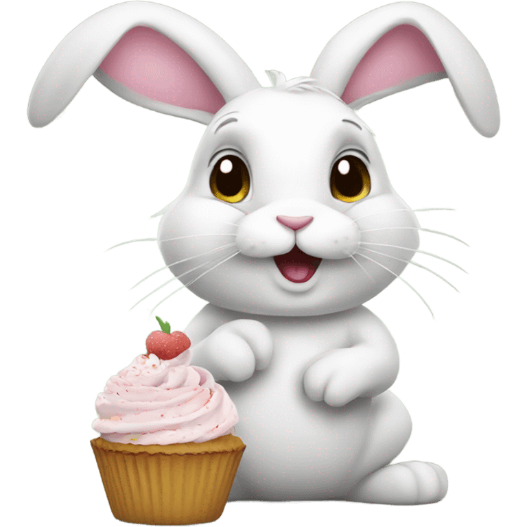 Rabbit with cupcake emoji