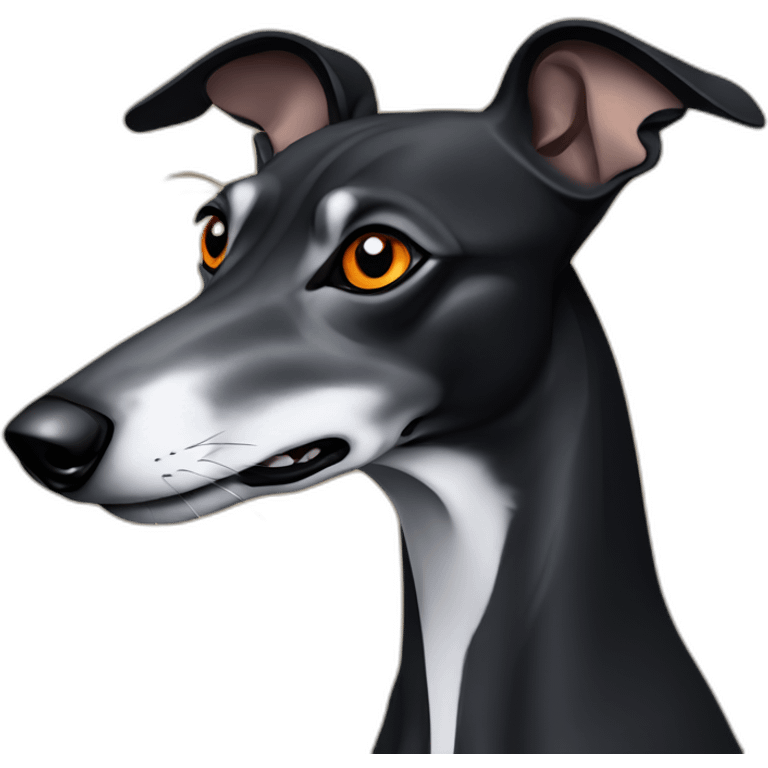 black greyhound whippet head with orange eyes emoji