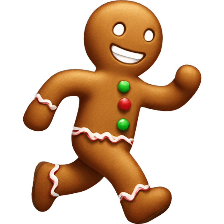 Gingerbread man running from oven emoji