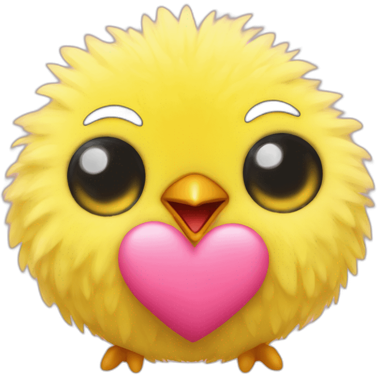 yellow fluffy chick in love with heart-shaped eyes emoji