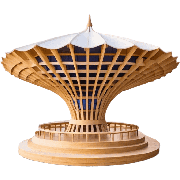 Cinematic Realistic Metropol Parasol Landmark Emoji, depicted with a modern wooden structure set against a vibrant cityscape rendered with detailed textures and dynamic, contemporary lighting. emoji