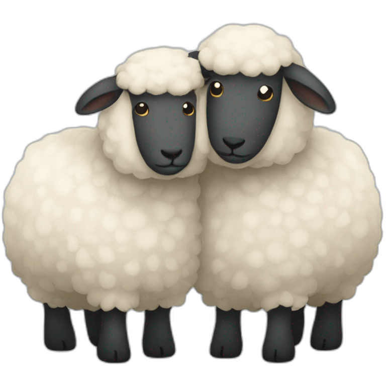 Two sheep hugging  emoji