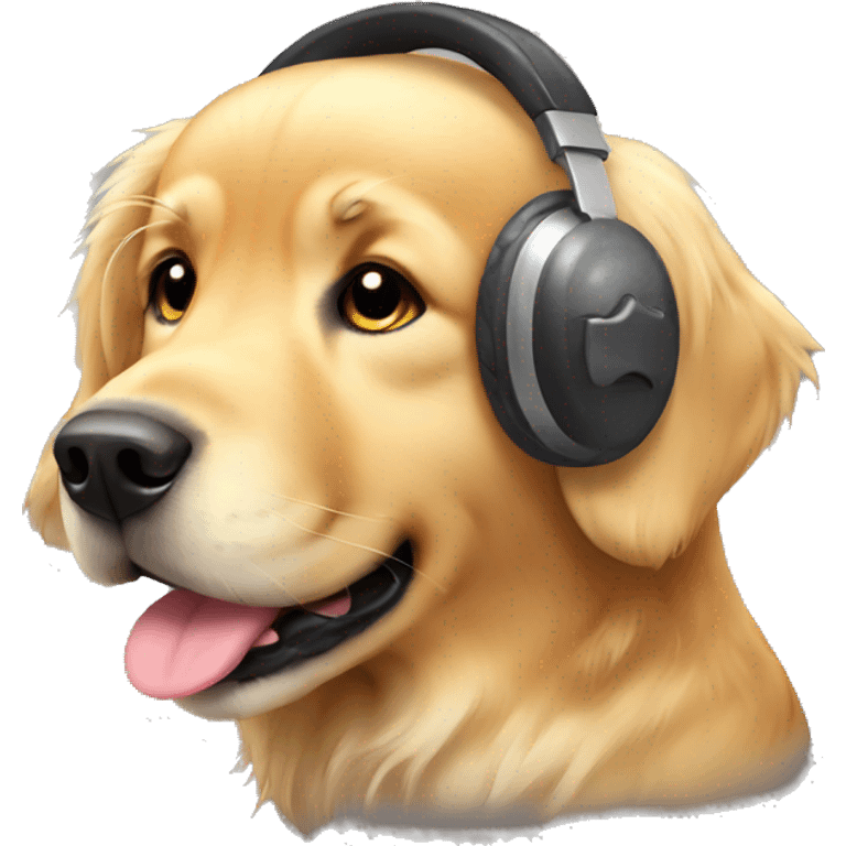 cute golden retriever with ear muffs emoji