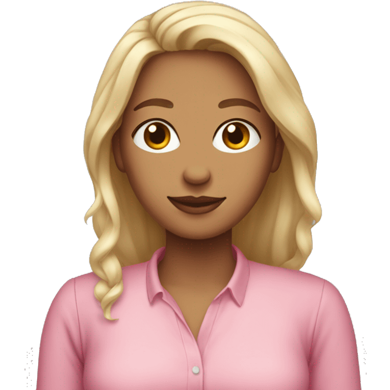 Mujer con cabello largo y camisa rosada emoji