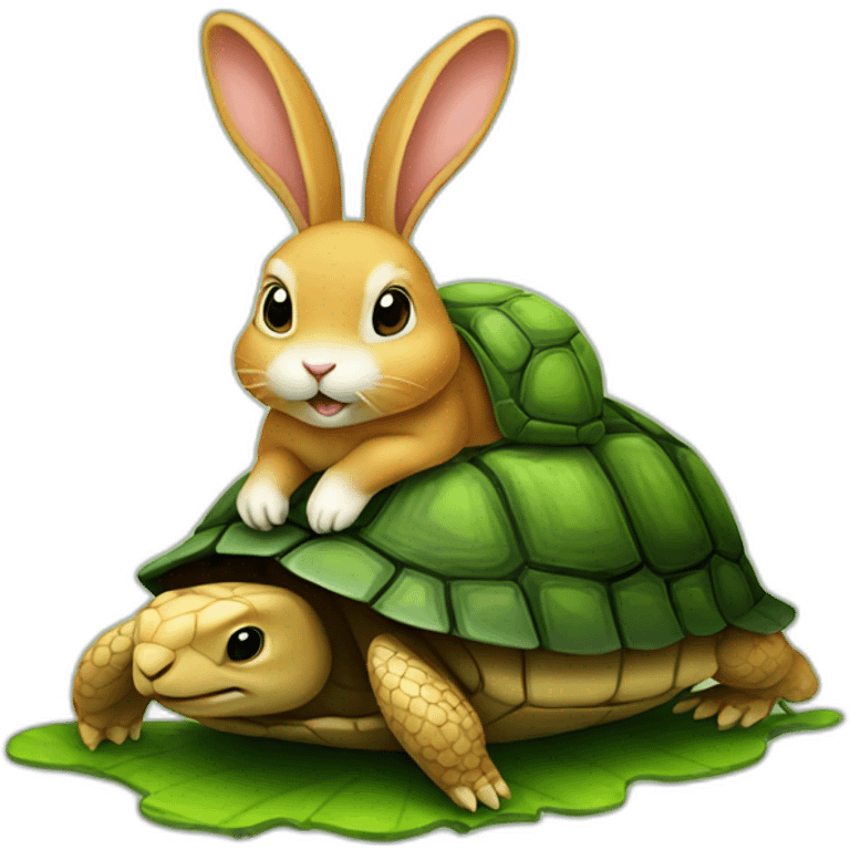 a rabbit on a turtle emoji