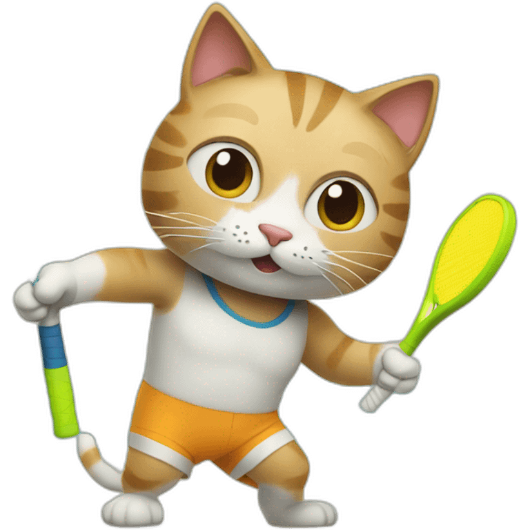 cat playing beach tennis emoji