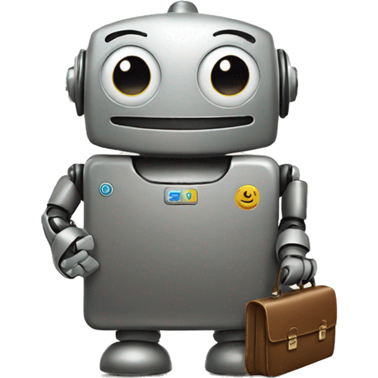 happy robot holds briefcase emoji