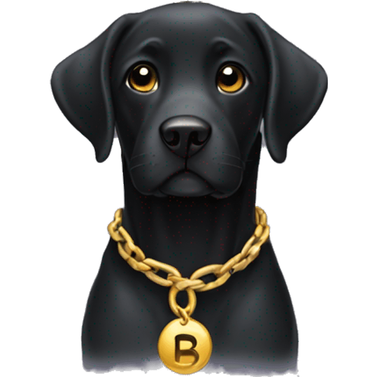 Black Labrador with gold chain b  emoji