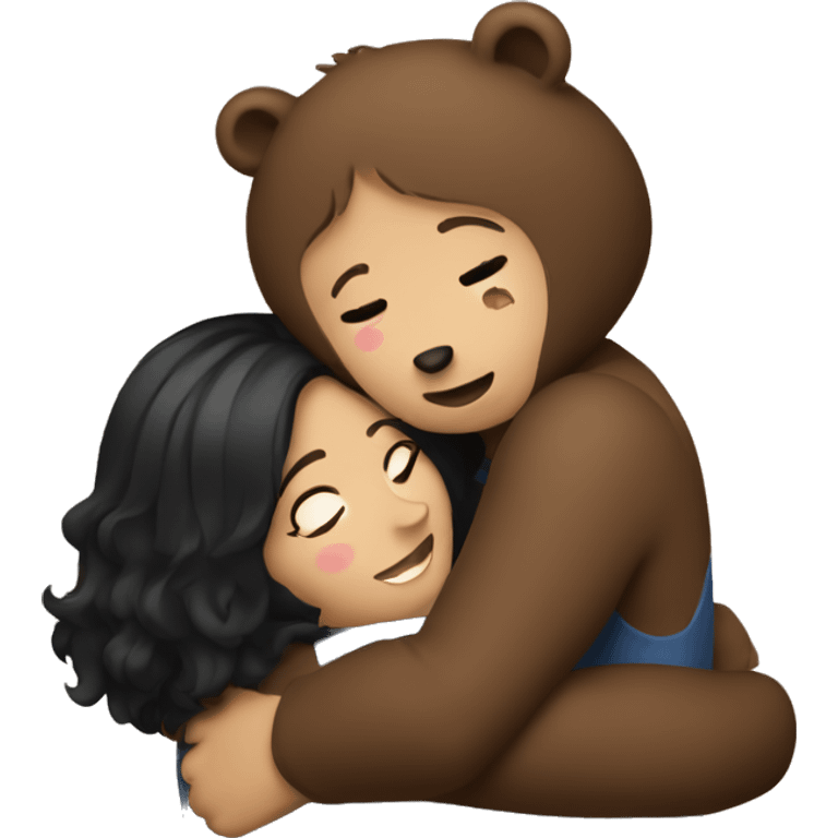 Bear hugs brunette emoji