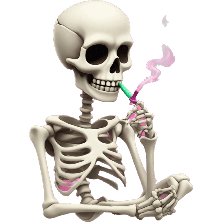 Cute skeleton smoking pink colored hookah  emoji