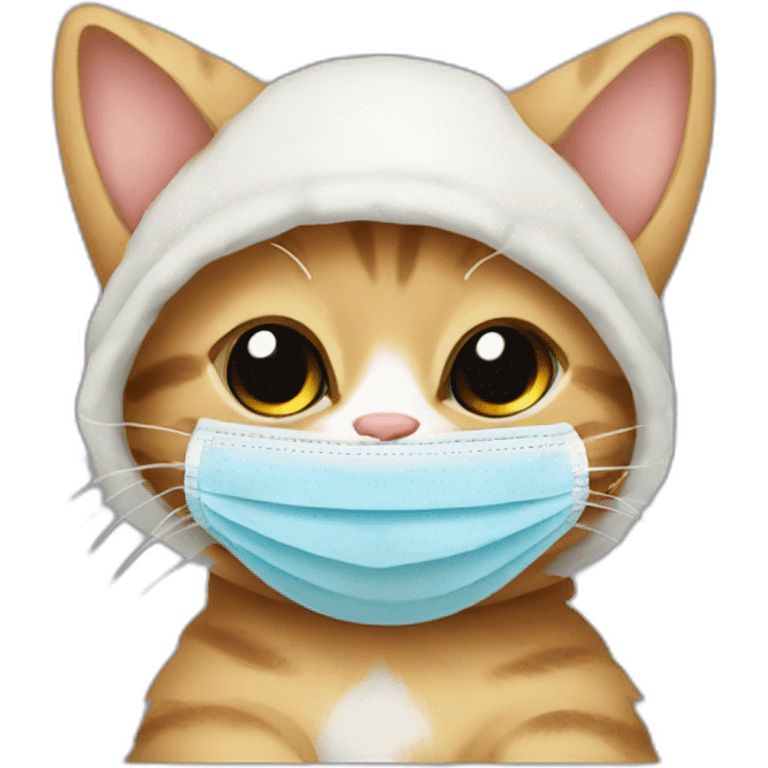 baby cat with covid mask emoji