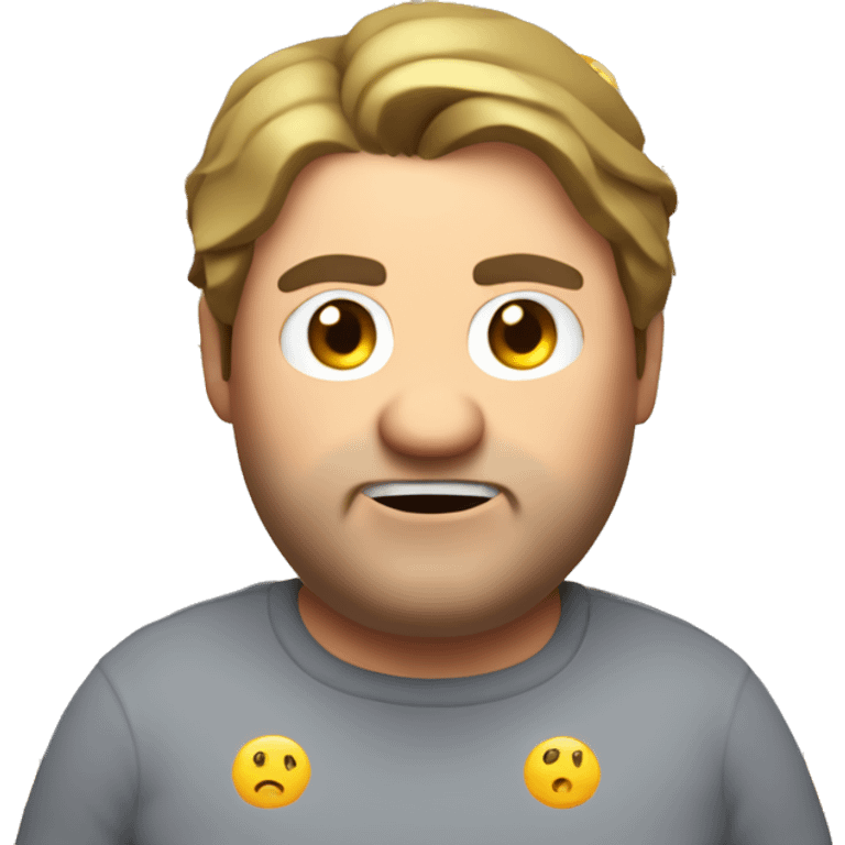 Fat dude with skinny arms and shoulder length hair parted in the middle raging at a video game  emoji