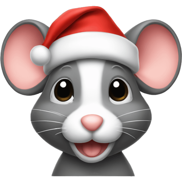 Cute mouse with santa hat emoji