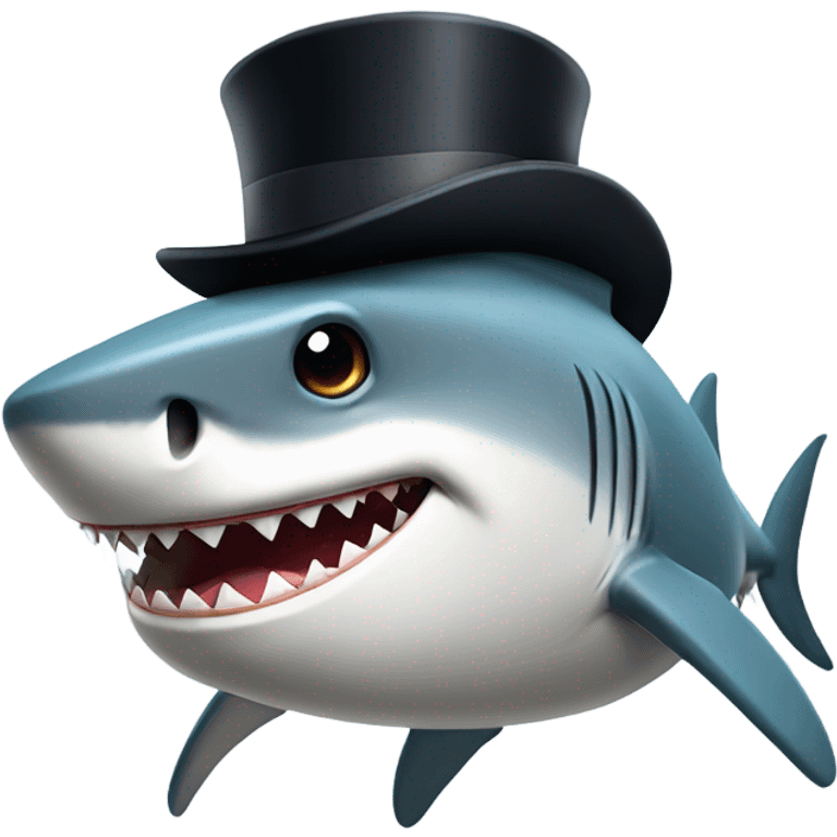 Shark with a top hat emoji