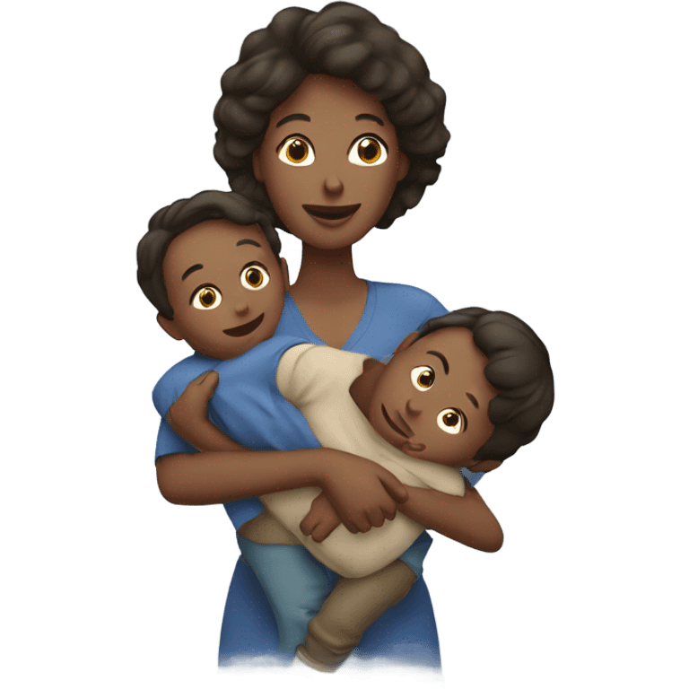 Mum carrying 2 boys emoji