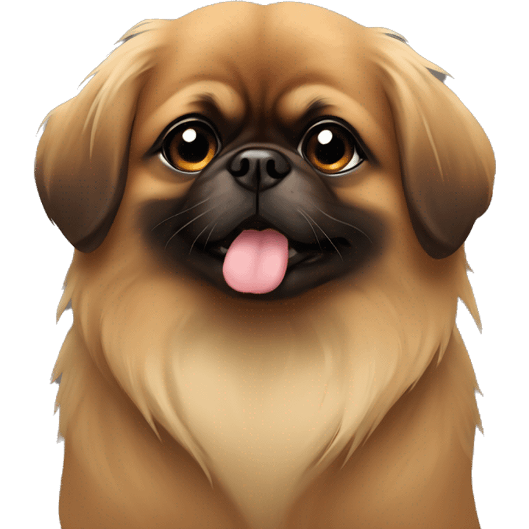 brown pekingese huging girl emoji