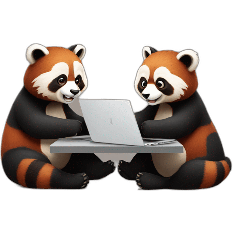 two-redpandas-working-on-laptop emoji