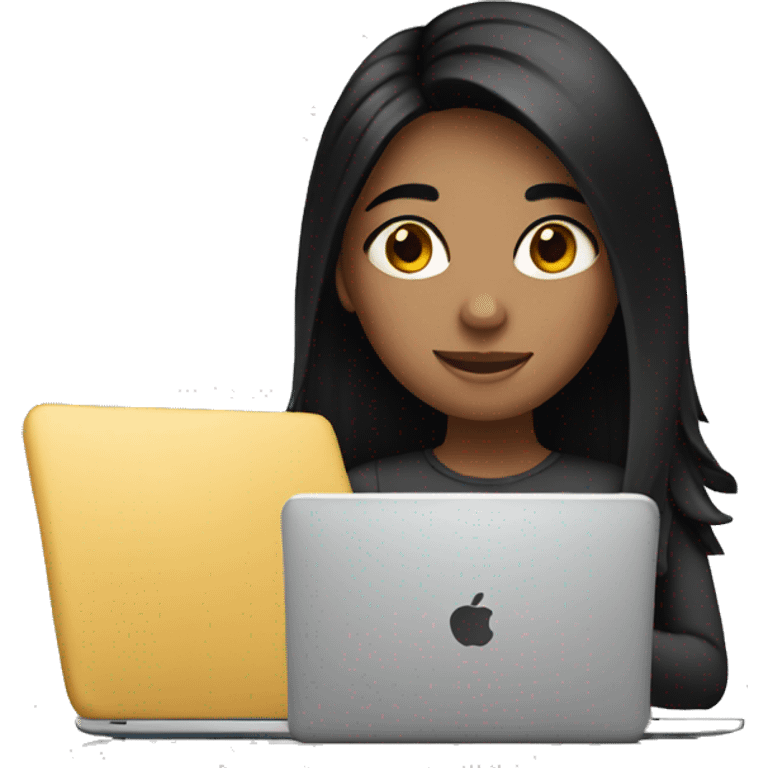 girl with black hair and laptop emoji