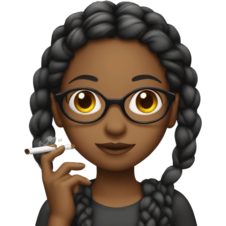 black girl with braids smoking  emoji