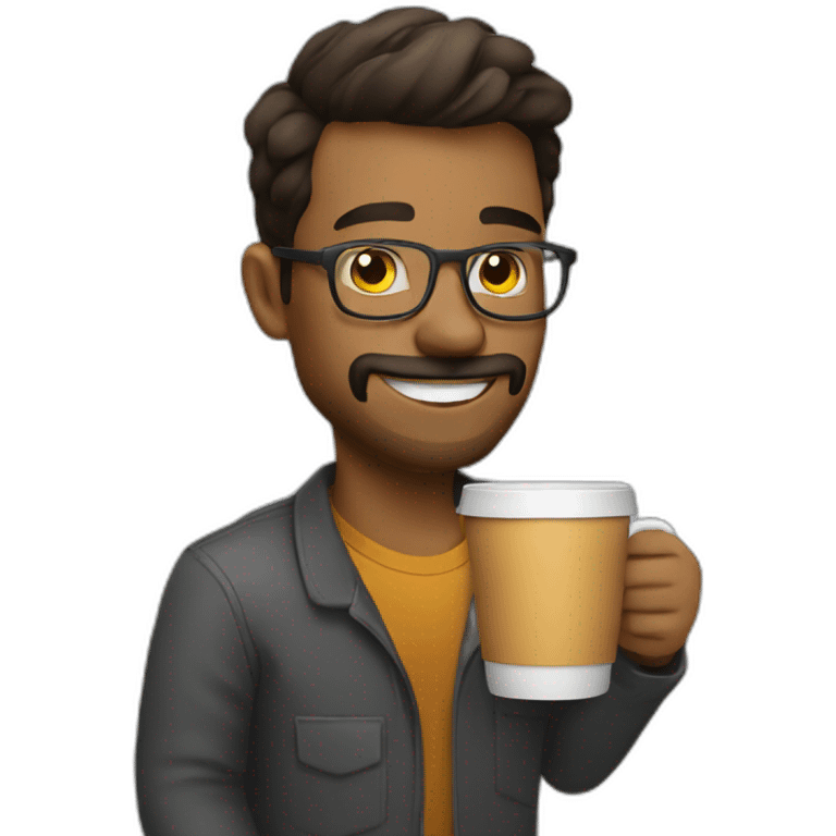 satisfied programmer drinking coffee emoji