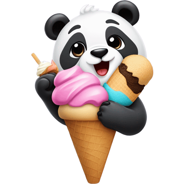 Panda eating ice cream emoji